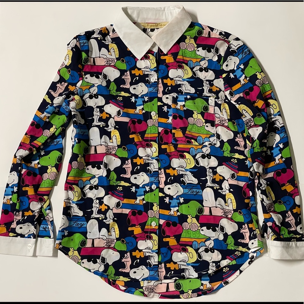 NWT RARE Vintage 1989 Snoopy Top Shirt Blouse k-gold woman Size L Large
